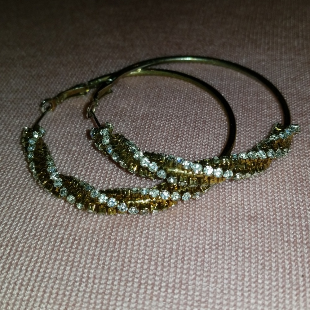 Large Rhinestone Hoop Earrings